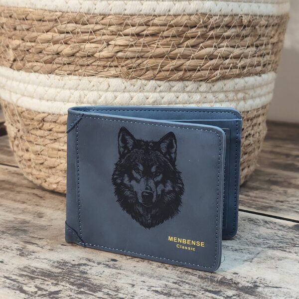 Portefeuille Tête de Loup en cuir PU gravé laser - DECOMOVE