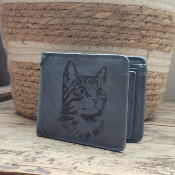 Portefeuille Chat en cuir PU gravé laser - DECOMOVE