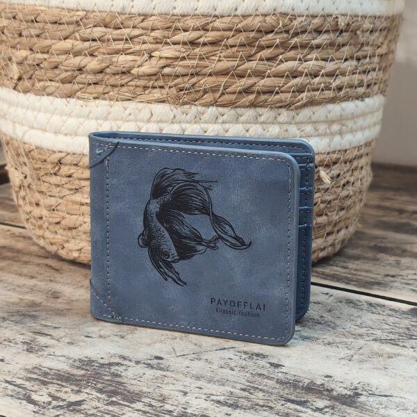 Portefeuille Poisson Combattant en cuir PU gravé laser - DECOMOVE