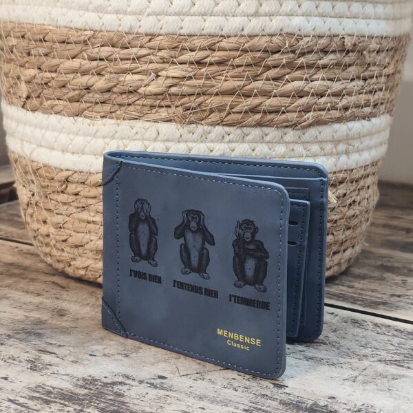 Portefeuille 3 Singes humour en cuir PU gravé laser - DECOMOVE