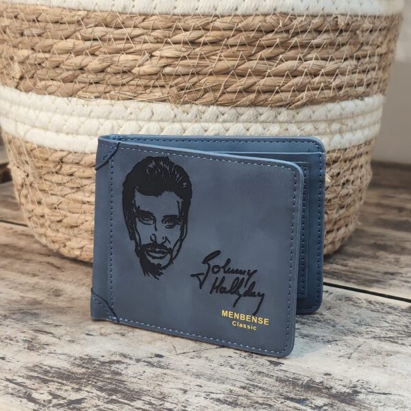 Portefeuille Johnny Hallyday 4 en cuir PU gravé laser - DECOMOVE
