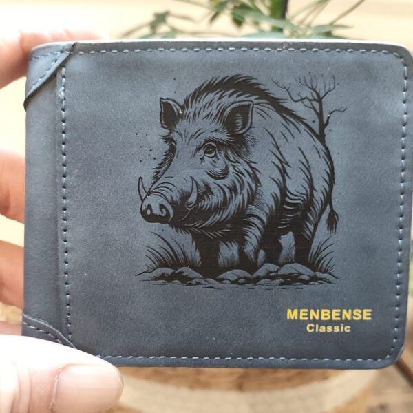 Portefeuille Sanglier en cuir PU gravé laser - DECOMOVE